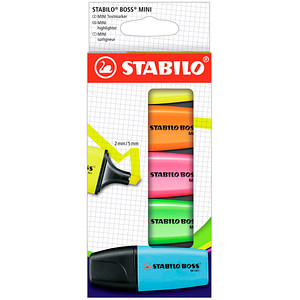 4006381583077 - Textmarker BOSS MINI 07 5-2-01 Pack gelb orange pink grün blau 2-5mm Keilspitze 4006381583077 5 Stück