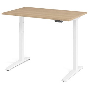 4032062168530 - HAMMERBACHER XBHM12 elektrisch höhenverstellbarer Schreibtisch eiche rechteckig C-Fuß-Gestell weiß 1200 x 800 cm