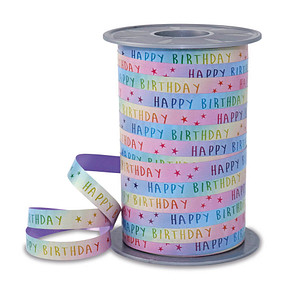 PRÄSENT Geschenkband RAINBOW BIRTHDAY PASTELL matt Regenbogen 10 mm x 200 m