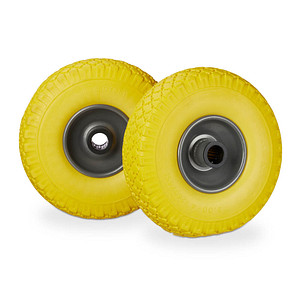 4052025932398 - Sackkarrenrad Set pannensicher 300-4 Vollgummireifen Stahlfelge 25mm Achse 100 kg 260x85mm gelb-grau - Relaxdays 4052025932398 - Sackkarrenrad Set pannensicher 300-4 Vollgummireifen Stahlfelge 25mm Achse 100 kg 260x85mm gelb-grau - Relaxdays
