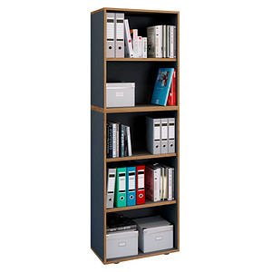 4051814444739 - Holzregal stehend platzsparender Aktenschrank Maße ca B 60 x H 183 x T 33 cm Elegantes Regal Büroregal – Salia 5fach B 60 cm