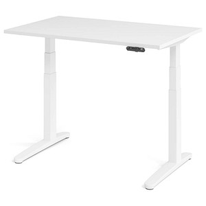 4032062168509 - HAMMERBACHER XBHM12 elektrisch höhenverstellbarer Schreibtisch weiß rechteckig C-Fuß-Gestell weiß 1200 x 800 cm