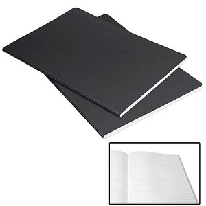 4004360770388 - 2 SIGEL Notizhefte Linescape DIN A5 kariert dunkelgrau hellgrau Softcover 68 Seiten