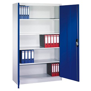 4064615115807 - C+p Möbelsysteme - c+p Büro-Drehtürenschrank Acurado HxBxT 195x120x40cm Lichtgrau Enzianblau - Enzianblau