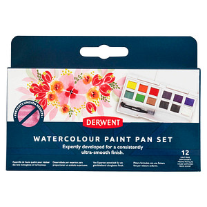 5028252645171 - Wasserfarbkasten 12 halbe Näpfchen und eine Derwent Mini Waterbrush in einer kompakten Palette mit Mischschale 5028252645171 DER 12 Stück 5028252645171 - Wasserfarbkasten 12 halbe Näpfchen und eine Derwent Mini Waterbrush in einer kompakten Palette mit Mischschale 5028252645171 DER 12 Stück