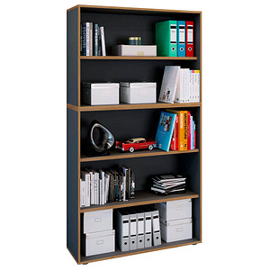 4051814444753 - Holzregal stehend platzsparender Aktenschrank Maße ca B 100 x H 183 x T 33 cm Elegantes Regal Büroregal – Salia 5fach B 100 cm