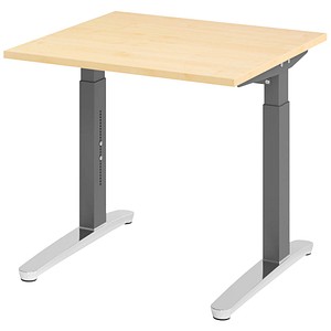 Hammerbacher Schreibtisch VXB, manuell höhenverstellbar, 85cm (H), 80x80cm (BxT), ahorn / graphit 4032062171950 Hammerbacher 2 Stück