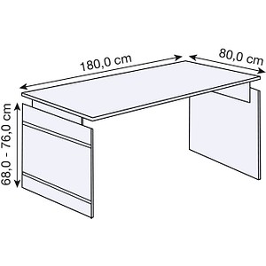 4044917427549 - Schreibtisch 1144161 manuell höhenverstellbar 68-76cm (H) 180cmx80cm (BxT) rechteckig weiß weiß mit alusilbernen Applika 4044917427549 - Schreibtisch 1144161 manuell höhenverstellbar 68-76cm (H) 180cmx80cm (BxT) rechteckig weiß weiß mit alusilbernen Applika