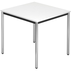 4032062173633 - HAMMERBACHER Konferenztisch VDR08 weiß quadratisch Rundrohr chrom 800 x 800 x 720 cm 4032062173633 - HAMMERBACHER Konferenztisch VDR08 weiß quadratisch Rundrohr chrom 800 x 800 x 720 cm