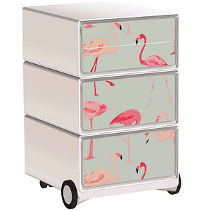 PAPERFLOW easyBox Tropical Rollcontainer weiß, bunt 60715 4 Auszüge 39,0 x 43,6 x 64,2 cm