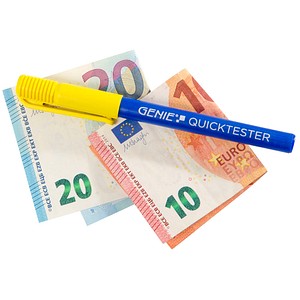 4015468117944 - Geldscheinprüfstift Quicktester Euro US-Dollar britische Pfund 15mm blau gelb