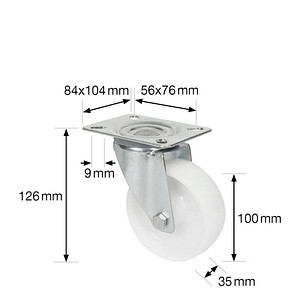 4001073010404 - Transportgeräte-Lenkrolle RO 6500 silber 4001073010404 WAGNER design yourself