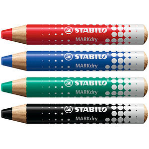 4006381582520 - Whiteboard Marker MarkDry Rundpsitze 1-10 mm schnell trocknend 4er Etui schwarz blau rot grün