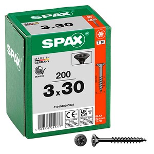 SPAX® Universalschrauben T10 Senkkopf BLAX 0191040300303 3 mm x 30 mm, 200 St.