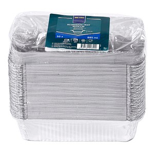 METRO PROFESSIONAL Aluschalen mit Deckel rechteckig silber 885 ml, 50 St.