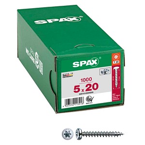 4003530113918 - Universalschraube 5 x 20 mm 1000 Stück Vollgewinde Halbrundkopf t-star plus T20 4CUT wirox - 0201010500205 - Spax