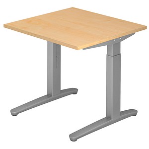 4032062167342 - eurokraft pro ANNY - Schreibtisch mit C-Fußgestell höhenverstellbar 650 - 850 mm Breite 800 mm Ahorn-Dekor   weißaluminium