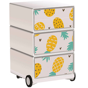 PAPERFLOW easyBox Tropical Rollcontainer weiß, bunt 60731 4 Auszüge 39,0 x 43,6 x 64,2 cm