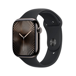 Apple Watch Series 10 46 mm Titan (GPS+Cellular) Sportarmband S/M  schwarz, schiefer