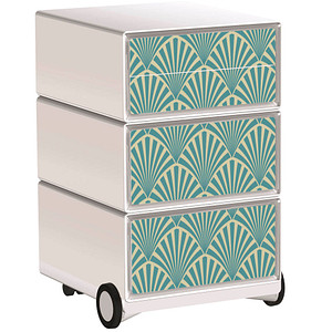 PAPERFLOW easyBox Tropical Rollcontainer weiß, bunt 60747 4 Auszüge 39,0 x 43,6 x 64,2 cm