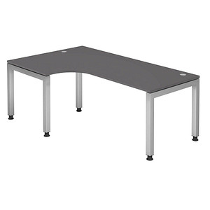 HAMMERBACHER JS82 höhenverstellbarer Schreibtisch grafit L-Form, 5-Fuß-Gestell weiß 200,0 x 120,0 cm