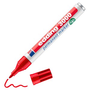 4004764007974 - edding 3000 Permanentmarker Mittel Rundspitze 15 - 3 mm Rot Nachfüllbar Wasserbeständig
