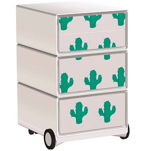 PAPERFLOW easyBox Tropical Rollcontainer weiß, bunt 60763 4 Auszüge 39,0 x 43,6 x 64,2 cm
