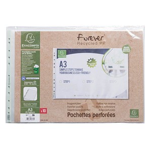 3130630062301 - Prospekthüllen Forever® aus Recycing-Polypropylen genarbt 90µ für DIN A3 10 Stück