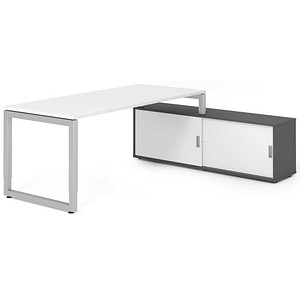 4032062332696 - Schreibtischkombination RSE19 höhenverstellbar  rechteckig weiß   silber 4032062332696 Hammerbacher