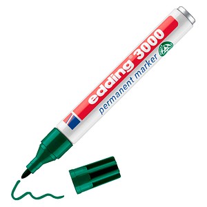 4004764007998 - edding 3000 Permanentmarker Mittel Rundspitze 15 - 3 mm Grün Nachfüllbar Wasserbeständig