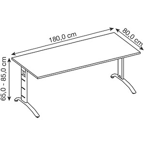 4032062321911 - FS19 höhenverstellbarer Schreibtisch grafit rechteckig C-Fuß-Gestell silber 1800 x 800 cm