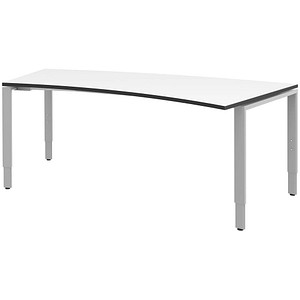4059484224682 - röhr Imperia höhenverstellbarer Schreibtisch weiß Trapezform 4-Fuß-Gestell silber 2000 x 800 1000 cm 4059484224682 - röhr Imperia höhenverstellbarer Schreibtisch weiß Trapezform 4-Fuß-Gestell silber 2000 x 800 1000 cm