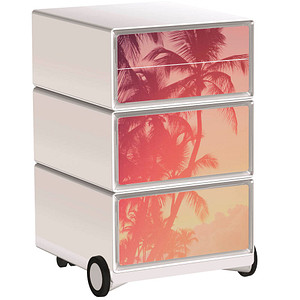 PAPERFLOW easyBox Tropical Rollcontainer weiß, bunt 61297 4 Auszüge 39,0 x 43,6 x 64,2 cm