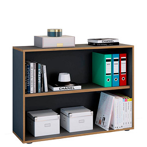 4051814443886 - Aktenregal Holzregal stehend platzsparender Aktenschrank Maße ca H 74 x B 100 x T 33 cm Elegantes Regal Büroregal ¿ Salia 2fach B 100 cm Gr 100 grau (anthrazit) B100cm H74cm T33cm Holzwerkstoff Holz Spanplatte Regale