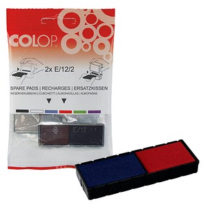 2 COLOP Ersatzstempelkissen E/12/2 blau/rot 5,5 x 0,8 cm