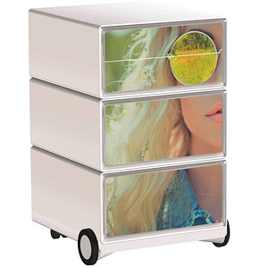 PAPERFLOW easyBox Tropical Rollcontainer weiß, bunt 61313 4 Auszüge 39,0 x 43,6 x 64,2 cm