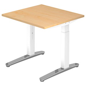 4032062168943 - VXB08 höhenverstellbarer Schreibtisch ahorn quadratisch C-Fuß-Gestell weiß 800 x 800 cm