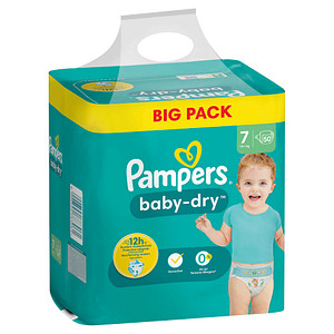 Pampers® Windeln baby-dry™ BIG PACK  Größe Gr.7 (15+ kg) für Kids und Teens (4-12 Jahre), 50 St.