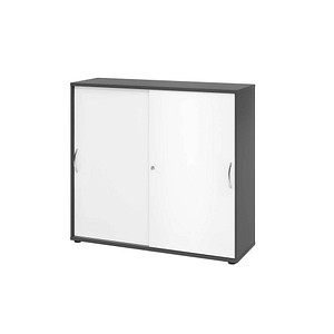 4032062304686 - Schiebetürenschrank 1753 (H x B x T) 1200 x 1110 x 400 mm 3 Ordnerhöhen abschließbar graphit weiß 4032062304686 Hammerbacher