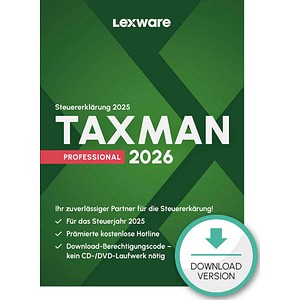 9783648189771 - LEXWARE TAXMAN professional 2026 (für das Steuerjahr 2025) Software Vollversion (Download-Link)