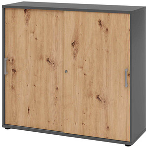 Hammerbacher Schiebetürenschrank V1752/V1753 V1753S/G/R/CE, abschließbar, 3 OH, graphit/asteiche, 120x110x40cm (BxHxT) 4032062304754 Hammerba