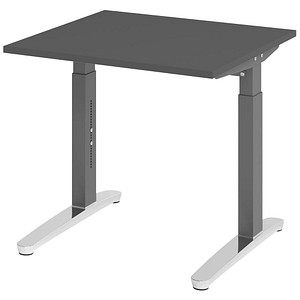 Hammerbacher Schreibtisch VXB, manuell höhenverstellbar, 85cm (H), 80x80cm (BxT), graphit / graphit 4032062322468 Hammerbacher 2 Stück