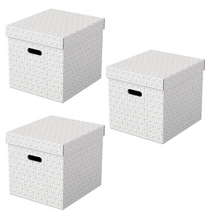 3 Esselte Home Aufbewahrungsboxen 33,0 l weiß 32,0 x 36,5 x 31,5 cm