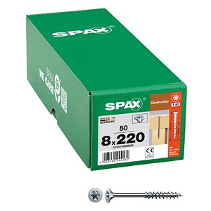 4003530244162 - Spax - Holzbauschraube 8 x 220 mm 50 Stück Teilgewinde Senkkopf t-star plus T40 4CUT wirox - 0191010802205 4003530244162 - Spax - Holzbauschraube 8 x 220 mm 50 Stück Teilgewinde Senkkopf t-star plus T40 4CUT wirox - 0191010802205