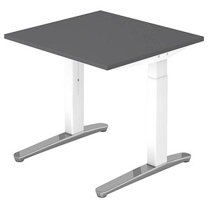 Hammerbacher Schreibtisch VXB, manuell höhenverstellbar, 85cm (H), 80x80cm (BxT), graphit / weiß 4032062324219 Hammerbacher 2 Stück