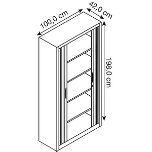 4050646267530 - Rollladenschrank mit Horizontal-Jalousie HxBxT 1980 x 1000 x 420 mm 4 Fachböden 5 Ordnerhöhen schwarzgrau C+P 4050646267530 - Rollladenschrank mit Horizontal-Jalousie HxBxT 1980 x 1000 x 420 mm 4 Fachböden 5 Ordnerhöhen schwarzgrau C+P