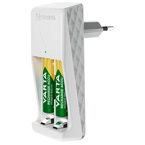 4008496054541 - Akkuladegerät Mini 2x AA AAA Ladezeit 45 h EU-Stecker 100-240 h inkl 2 AA-Akkus B 43 x T 63 x H 103 mm weiß