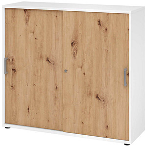Hammerbacher Schiebetürenschrank V1752/V1753 V1753S/W/R/CE, abschließbar, 3 OH, weiß/asteiche, 120x110x40cm (BxHxT) 4032062304792 Hammerbache