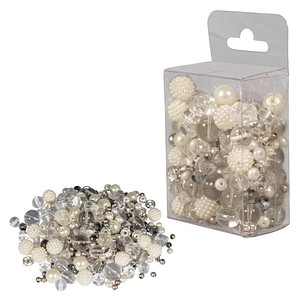 4006166936180 - Perlen-Set Glasperlenmix mit Effektperlen weiß