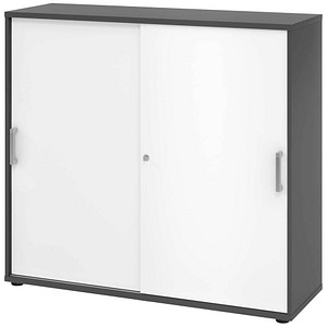 Hammerbacher Schiebetürenschrank V1752/V1753 V1753S/G/W/CE, abschließbar, 3 OH, graphit/weiß, 120x110x40cm (BxHxT) 4032062304778 Hammerbacher